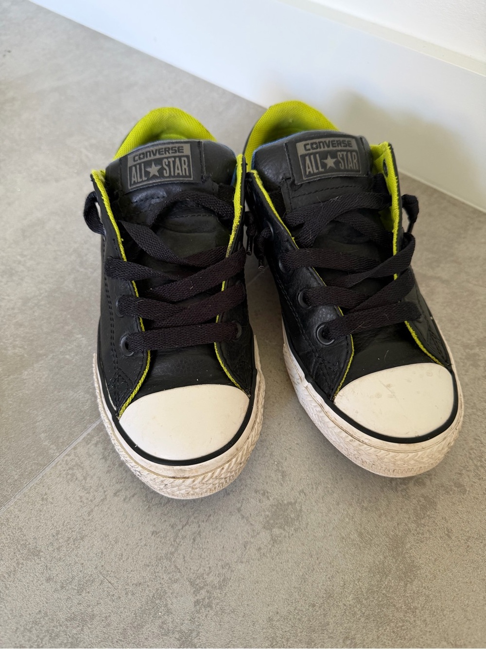 Converse Kids Black Sneakers with Neon Yellow Accents